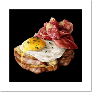 Delicious Breakfast toast with egg and bacon Posters and Art